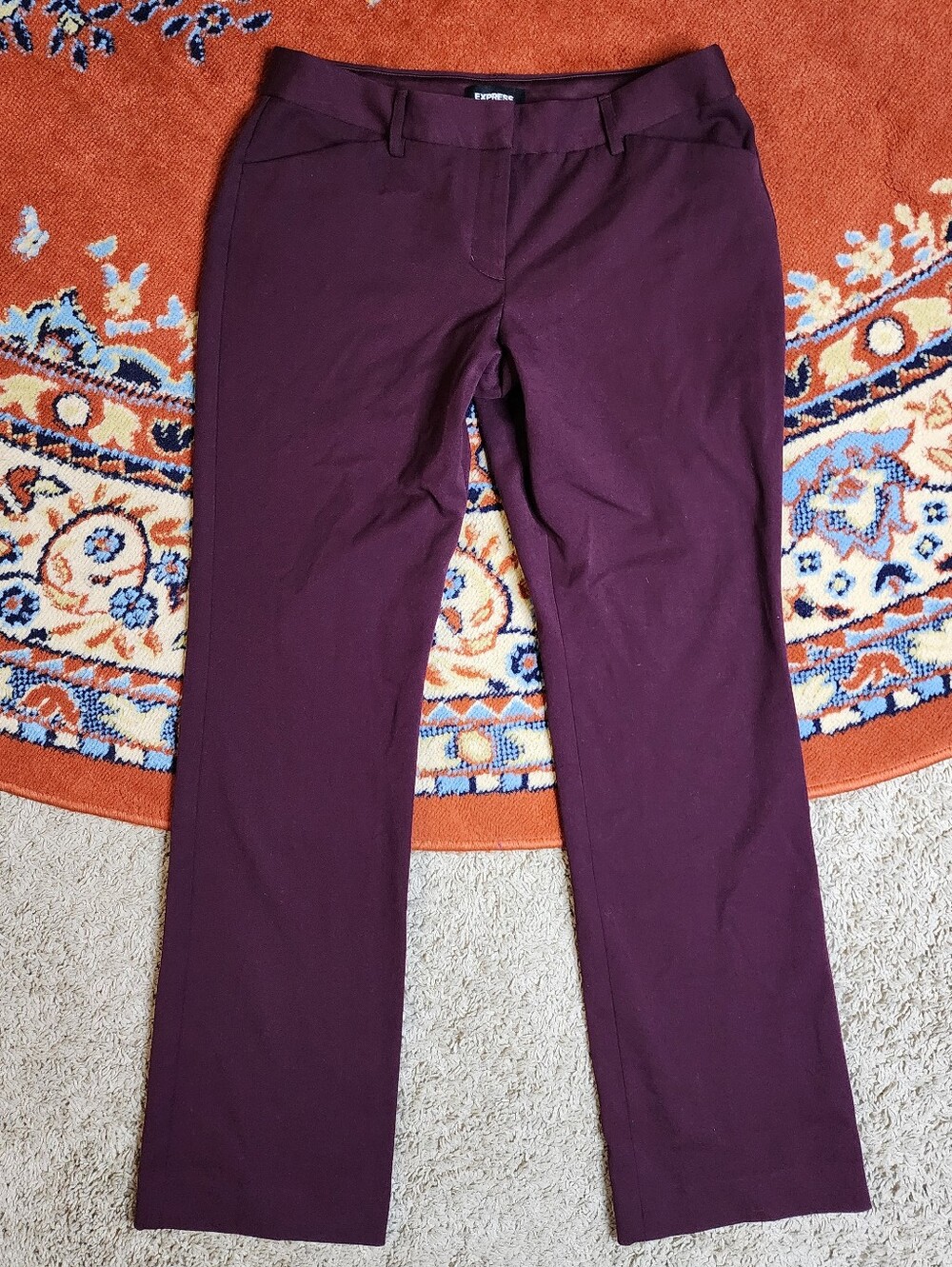 Express Editor Barely Boot Low Rise Burgundy Dress Pants